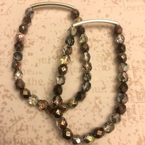 NWT Silver bar beaded bracelet w/ fall colors